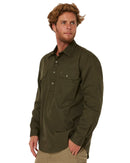 Closed Front Cotton Twill Shirt LS - Olive - AJP Industrial Supplies - ritemate - rm200cf - olive - xs