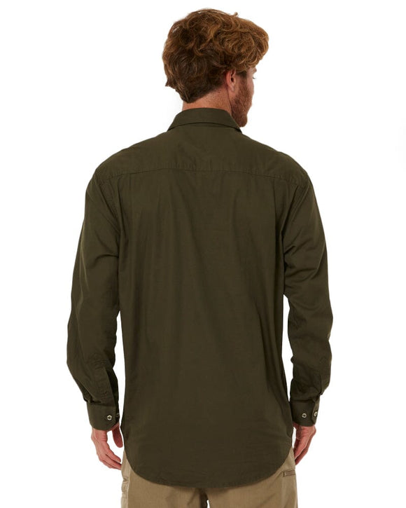 Closed Front Cotton Twill Shirt LS - Olive - AJP Industrial Supplies - ritemate - rm200cf - olive - xs