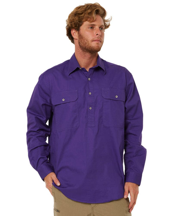Closed Front Cotton Twill Shirt LS - Purple - AJP Industrial Supplies - ritemate - rm200cf - purple - s