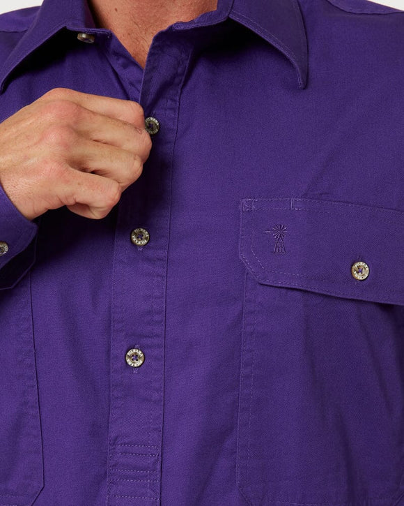 Closed Front Cotton Twill Shirt LS - Purple - AJP Industrial Supplies - ritemate - rm200cf - purple - s