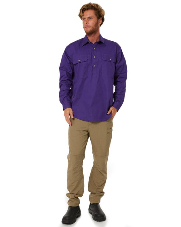 Closed Front Cotton Twill Shirt LS - Purple - AJP Industrial Supplies - ritemate - rm200cf - purple - s