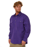 Closed Front Cotton Twill Shirt LS - Purple - AJP Industrial Supplies - ritemate - rm200cf - purple - s