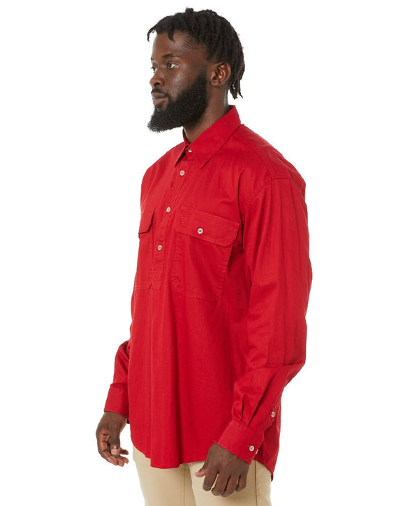 Closed Front Cotton Twill Shirt LS - Red - AJP Industrial Supplies - ritemate - rm200cf - red - xs