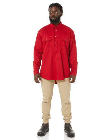 Closed Front Cotton Twill Shirt LS - Red - AJP Industrial Supplies - ritemate - rm200cf - red - xs