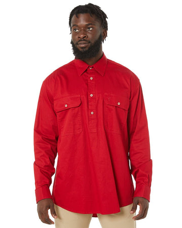 Closed Front Cotton Twill Shirt LS - Red - AJP Industrial Supplies - ritemate - rm200cf - red - xs