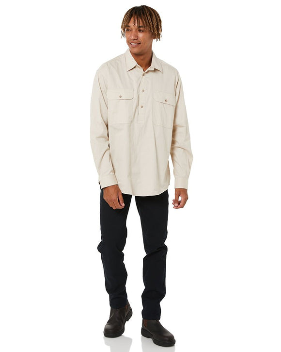 Closed Front Cotton Twill Shirt LS - Stone - AJP Industrial Supplies - ritemate - rm200cf - stone - xs