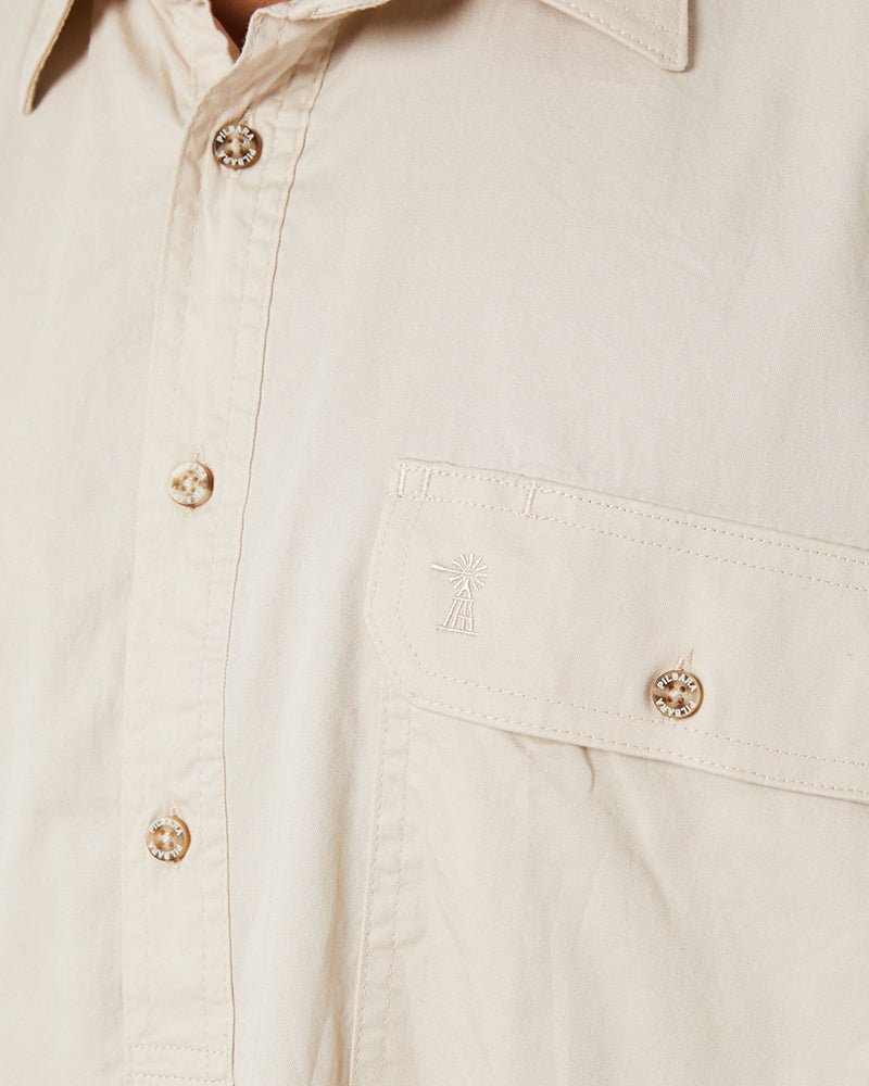 Closed Front Cotton Twill Shirt LS - Stone - AJP Industrial Supplies - ritemate - rm200cf - stone - xs