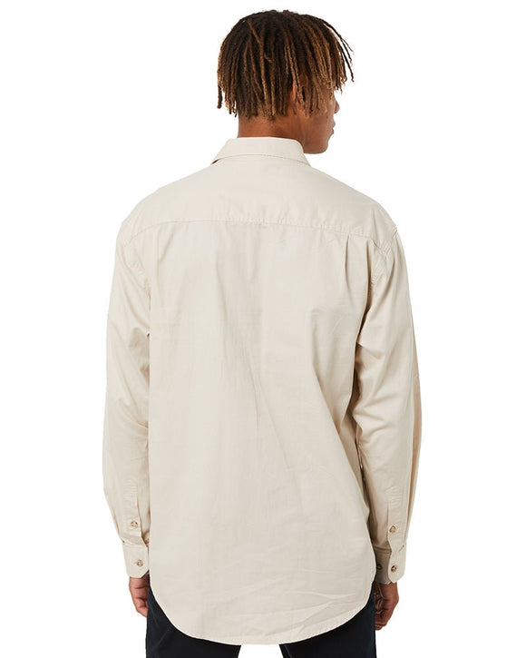 Closed Front Cotton Twill Shirt LS - Stone - AJP Industrial Supplies - ritemate - rm200cf - stone - xs