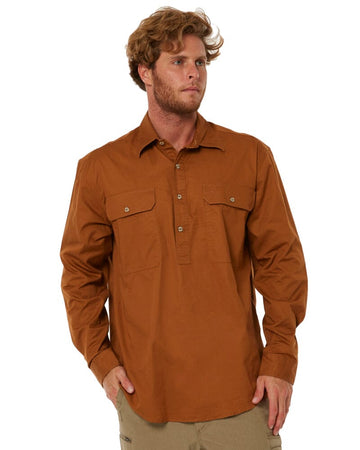 Closed Front Cotton Twill Shirt LS - Terracotta - AJP Industrial Supplies - ritemate - rm200cf - terracotta - xs