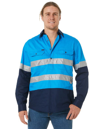 Closed Front LS Taped Shirt - Blue - AJP Industrial Supplies - ritemate - rm105cfr - blue - s