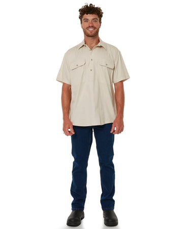 Closed Front SS Shirt - Stone - AJP Industrial Supplies - ritemate - rm200cfs - stone - s