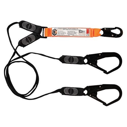 Elite Double Leg Shock Absorbing Webbing Lanyard With Hardware - AJP Industrial Supplies - WLO2SNSD