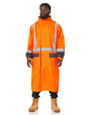 Hi Vis Taped Long Rain Coat - Orange/Navy - AJP Industrial Supplies - bisley - bj6961t - tt05 - xs