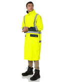 Hi Vis Taped Long Rain Coat - Yellow/Navy - AJP Industrial Supplies - bisley - bj6961t - tt04 - xs
