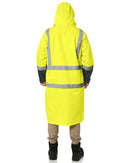 Hi Vis Taped Long Rain Coat - Yellow/Navy - AJP Industrial Supplies - bisley - bj6961t - tt04 - xs