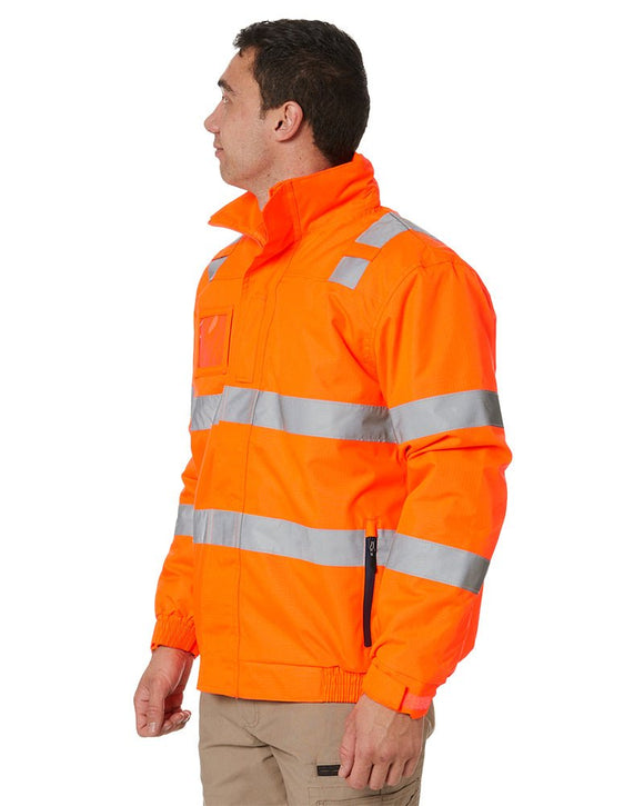 Hi Vis Taped Wet Weather Bomber Jacket - Orange - AJP Industrial Supplies - bisley - bj6770t - bf61 - xs