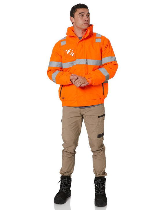 Hi Vis Taped Wet Weather Bomber Jacket - Orange - AJP Industrial Supplies - bisley - bj6770t - bf61 - xs