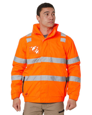 Hi Vis Taped Wet Weather Bomber Jacket - Orange - AJP Industrial Supplies - bisley - bj6770t - bf61 - xs