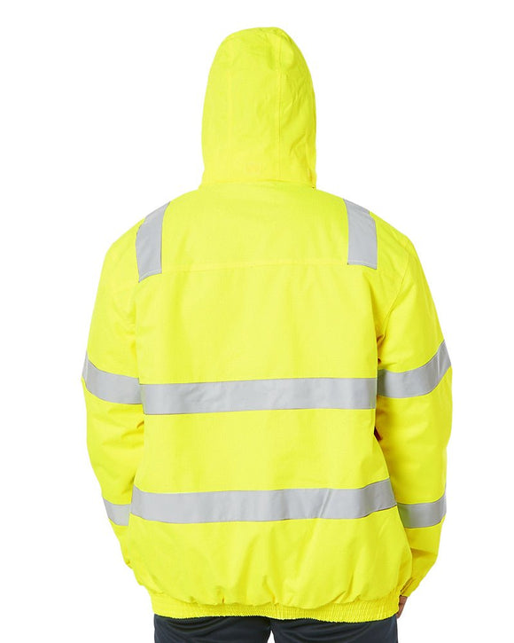 Hi Vis Taped Wet Weather Bomber Jacket - Yellow - AJP Industrial Supplies - bisley - bj6770t - bf51 - xs