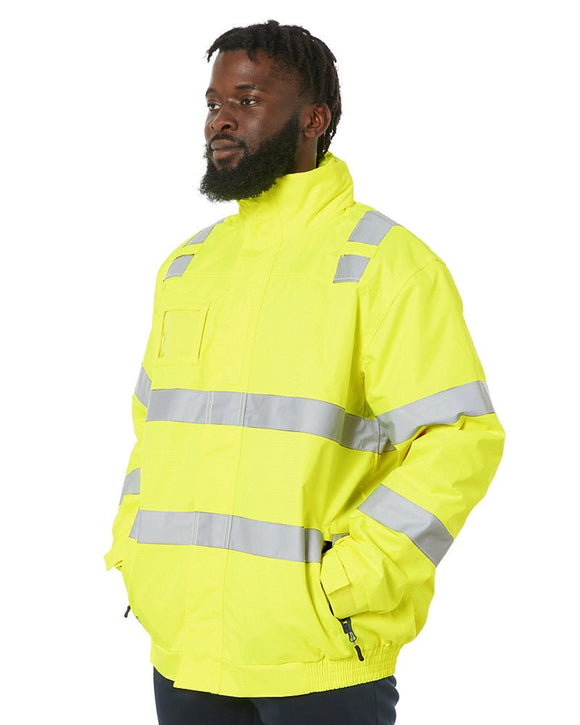 Hi Vis Taped Wet Weather Bomber Jacket - Yellow - AJP Industrial Supplies - bisley - bj6770t - bf51 - xs