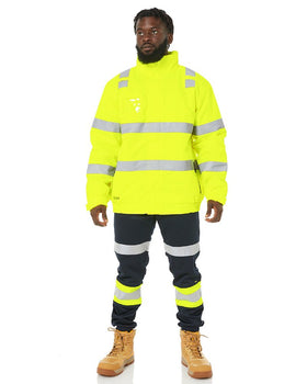 Hi Vis Taped Wet Weather Bomber Jacket - Yellow - AJP Industrial Supplies - bisley - bj6770t - bf51 - xs