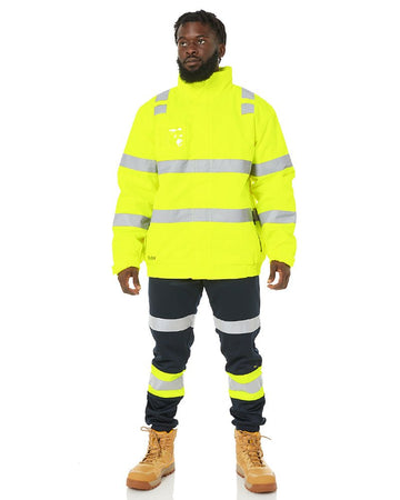 Hi Vis Taped Wet Weather Bomber Jacket - Yellow - AJP Industrial Supplies - bisley - bj6770t - bf51 - xs