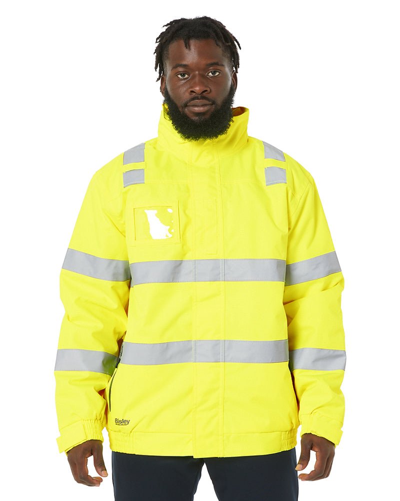 Hi Vis Taped Wet Weather Bomber Jacket - Yellow - AJP Industrial Supplies - bisley - bj6770t - bf51 - xs