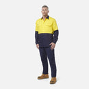 King Gee Originals Hi - Vis Long Sleeve Drill Work Shirt ( K54015 ) - AJP Industrial Supplies - K54015 - Orange/Navy - 2XS