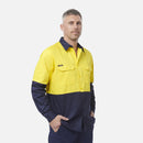King Gee Originals Hi - Vis Long Sleeve Drill Work Shirt ( K54015 ) - AJP Industrial Supplies - K54015 - Orange/Navy - 2XS