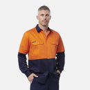 King Gee Originals Hi - Vis Long Sleeve Drill Work Shirt ( K54015 ) - AJP Industrial Supplies - K54015 - Orange/Navy - 2XS