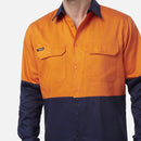 King Gee Originals Hi - Vis Long Sleeve Drill Work Shirt ( K54015 ) - AJP Industrial Supplies - K54015 - Orange/Navy - 2XS