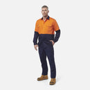 King Gee Originals Hi - Vis Long Sleeve Drill Work Shirt ( K54015 ) - AJP Industrial Supplies - K54015 - Orange/Navy - 2XS