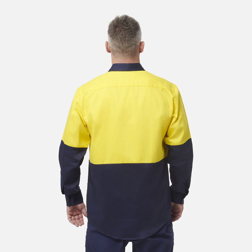 King Gee Originals Hi - Vis Long Sleeve Drill Work Shirt ( K54015 ) - AJP Industrial Supplies - K54015 - Orange/Navy - 2XS