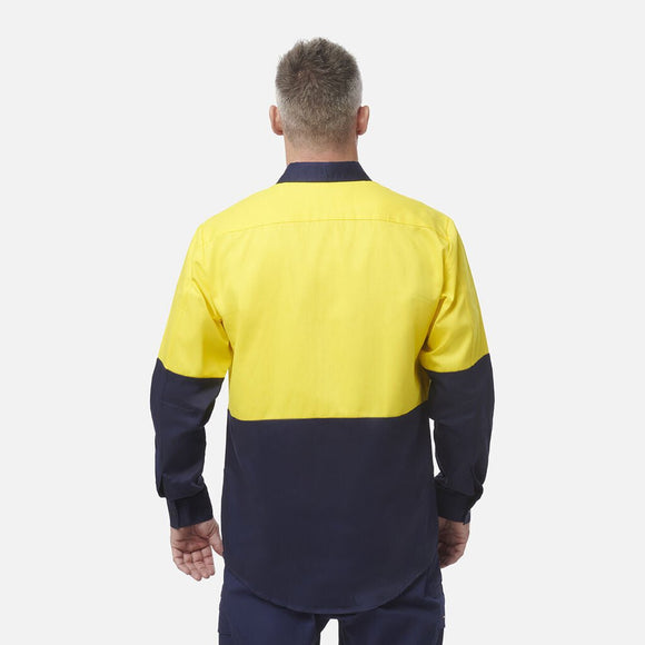 King Gee Originals Hi - Vis Long Sleeve Drill Work Shirt ( K54015 ) - AJP Industrial Supplies - K54015 - Orange/Navy - 2XS