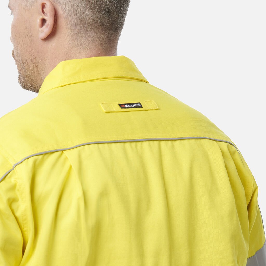 King Gee Originals Hi - Vis Reflective Cotton Drill Work Jacket (K55905) - AJP Industrial Supplies - K55905 - Orange/Navy - 2XS