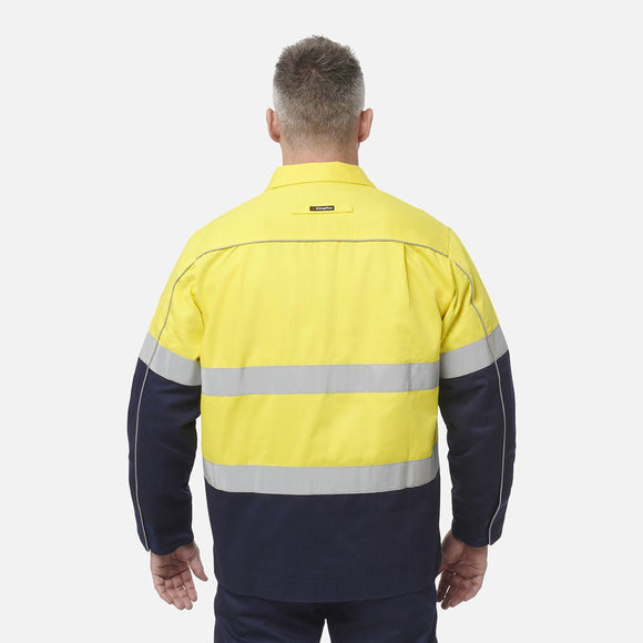 King Gee Originals Hi - Vis Reflective Cotton Drill Work Jacket (K55905) - AJP Industrial Supplies - K55905 - Orange/Navy - 2XS