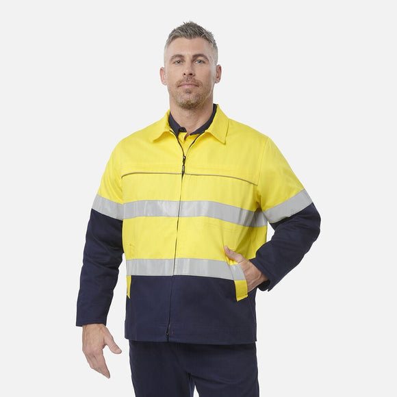 King Gee Originals Hi - Vis Reflective Cotton Drill Work Jacket (K55905) - AJP Industrial Supplies - K55905 - Orange/Navy - 2XS