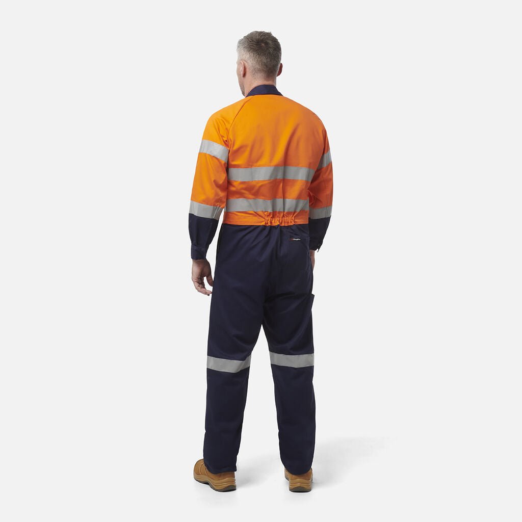 King Gee Originals Hi - Vis Reflective Two Tone Drill Work Overalls (K51525) - AJP Industrial Supplies - K51525 - Orange/Navy - 82R