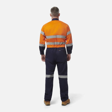 King Gee Originals Hi - Vis Reflective Two Tone Drill Work Overalls (K51525) - AJP Industrial Supplies - K51525 - Orange/Navy - 82R