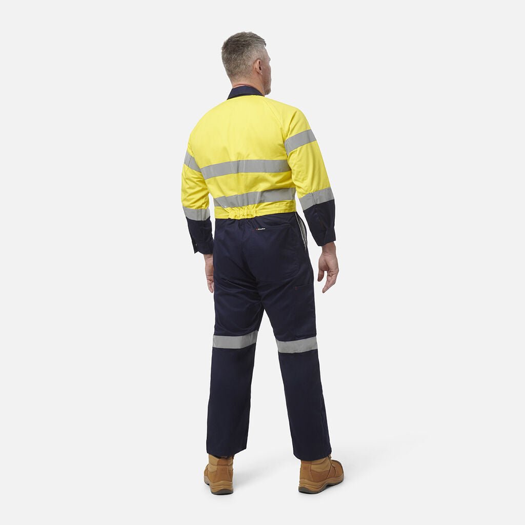 King Gee Originals Hi - Vis Reflective Two Tone Drill Work Overalls (K51525) - AJP Industrial Supplies - K51525 - Orange/Navy - 82R