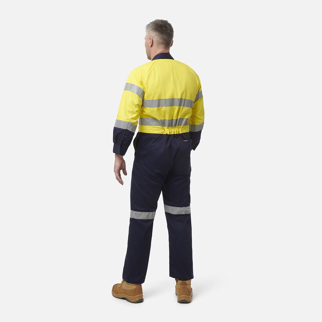 King Gee Originals Hi - Vis Reflective Two Tone Drill Work Overalls (K51525) - AJP Industrial Supplies - K51525 - Orange/Navy - 82R