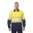 King Gee Originals Hi - Vis Reflective Two Tone Long Sleeve Work Shirt (K54315) - AJP Industrial Supplies - K54315 - Yellow/Navy - S