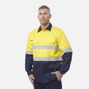 King Gee Originals Hi - Vis Reflective Two Tone Long Sleeve Work Shirt (K54315) - AJP Industrial Supplies - K54315 - Orange/Navy - S