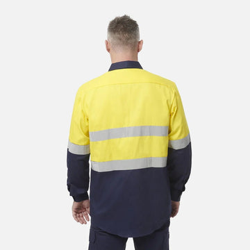 King Gee Originals Hi - Vis Reflective Two Tone Long Sleeve Work Shirt (K54315) - AJP Industrial Supplies - K54315 - Orange/Navy - S