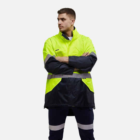 King Gee Originals Waterproof Hi - Vis Reflective Lightweight Jacket (K55200) - AJP Industrial Supplies - K55200 - Orange/Navy - 2XS