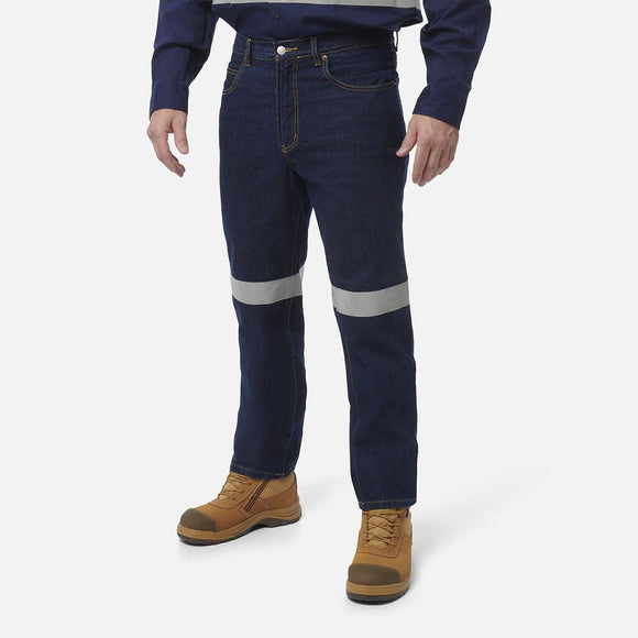 King Gee Reflective Denim Work Jeans (K53030) - AJP Industrial Supplies - K53030 - Stonewash - 77R