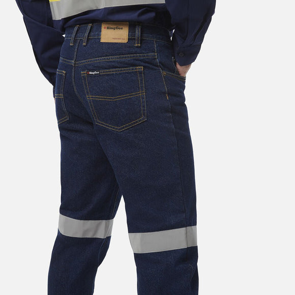 King Gee Reflective Denim Work Jeans (K53030) - AJP Industrial Supplies - K53030 - Stonewash - 77R