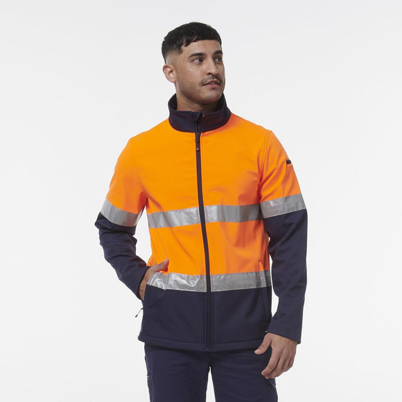 King Gee Reflective Spliced Softshell Jacket (K55034) - AJP Industrial Supplies - K55034 - Orange/Navy - 2XS