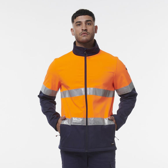 King Gee Reflective Spliced Softshell Jacket (K55034) - AJP Industrial Supplies - K55034 - Orange/Navy - 2XS