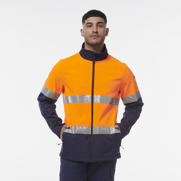 King Gee Reflective Spliced Softshell Jacket (K55034) - AJP Industrial Supplies - K55034 - Orange/Navy - 2XS